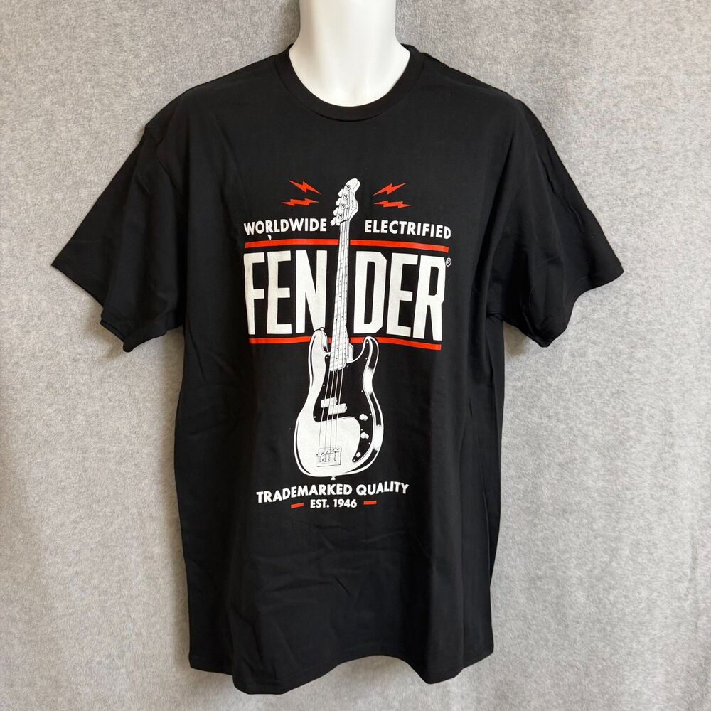 Fender Men's L Black 100% Cotton T-Shirt